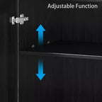 Armoire de rangement décorative de 62 pouces de hauteur en osier noir avec grain de bois et 12 étagères