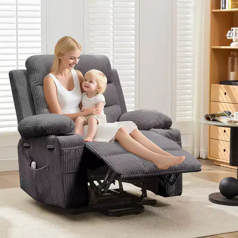 Fauteuil inclinable releveur avec massage et chauffage, fauteuils inclinables électriques surdimensionnés, siège de cinéma maison avec 2 porte-gobelets latéraux, fauteuil simple inclinable à bascule