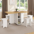 Ensemble de salle à manger pliant Moasis 5 ou 7 pièces avec table à rabats et tabourets de rangement, pour jusqu'à 6 personnes