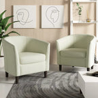 2 fauteuils club modernes en lin avec accoudoirs ronds