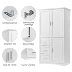 Armoire de rangement haute et large avec portes pour salle de bain/bureau
