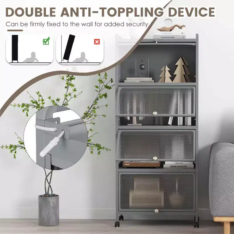 Meuble de cuisine Costway à 5 niveaux avec rangement, buffet mobile pour micro-ondes, portes basculantes, blanc/noir/gris/vert