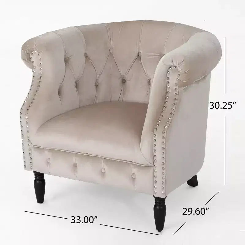 Fauteuil club contemporain capitonné avec clous de tapissier