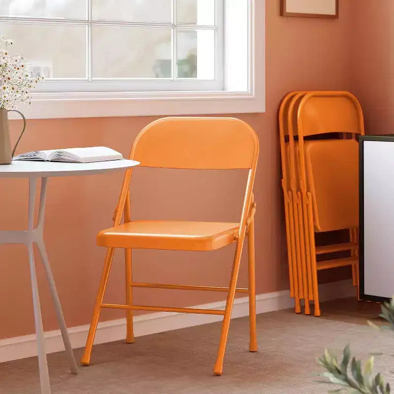 Lot de 8 chaises pliantes tout acier avec dossier, chaises pliantes en métal robustes, capacité de 159 kg, convient pour l'intérieur et l'extérieur
