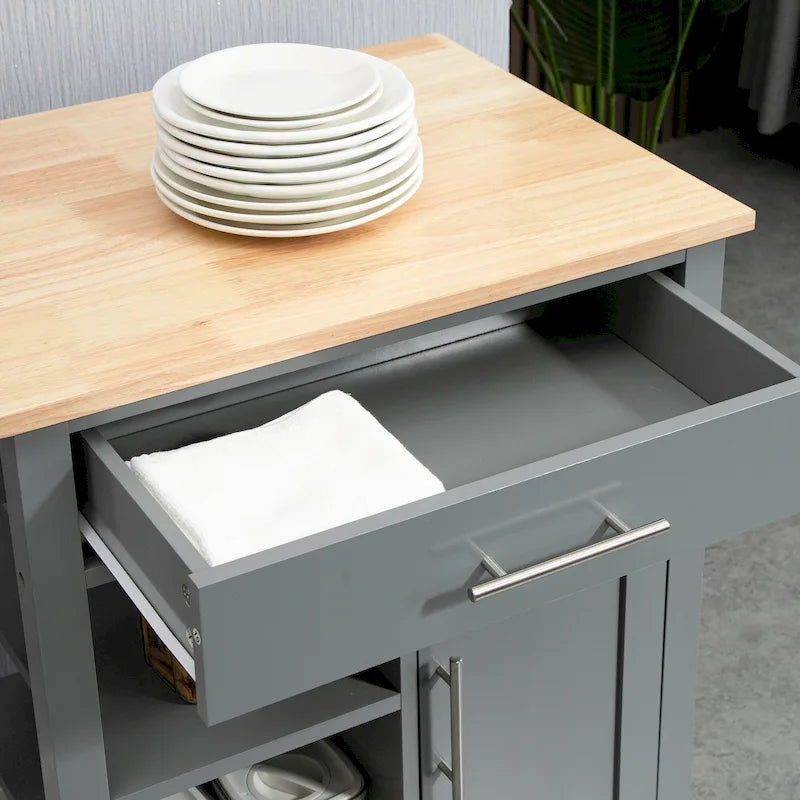 HOMCOM Desserte de cuisine compacte à roulettes, chariot de service roulant avec étagère de rangement et tiroir pour salle à manger