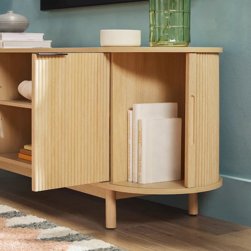 Meuble TV Middlebrook Modern Reeded de 60 po avec bords arrondis