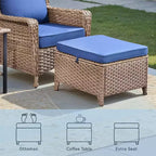 GDFStudio Halston Salon de jardin en osier avec coussins et table d'appoint