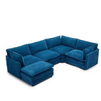 Canapé modulaire moderne 5 places en velours côtelé, surdimensionné, 113,4 po (L) x 79,13 po (l), avec pouf, canapé en U avec coin salon, HYLEORY