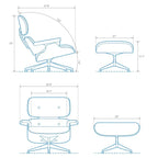 Fauteuil inclinable et ottoman Furgle en cuir véritable et bois de noyer