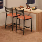 Lot de 4 tabourets de bar, chaises de bar rembourrées en PU, chaises d'îlot de cuisine avec dossier en X et repose-pieds en métal, chaises de comptoir noires