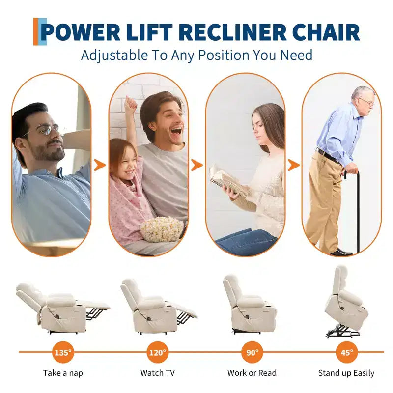 Fauteuil inclinable releveur avec massage et chauffage, fauteuils inclinables électriques surdimensionnés, siège de cinéma maison avec 2 porte-gobelets latéraux, fauteuil simple inclinable à bascule
