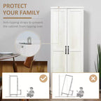 Garde-manger de cuisine 2 portes de 160 cm, meuble de rangement autoportant avec 5 étagères et 2 étagères réglables pour salle à manger