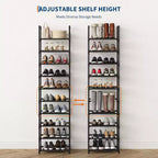 Étagère à chaussures robuste en métal à 10 niveaux avec étagères en tissu amovibles, organiseur d'angle haut et peu encombrant pour placard, entrée, salon