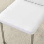 Ensemble de 6 chaises de salle à manger de luxe simples en PU haute résilience avec pieds en métal argenté, chaises d'appoint sans accoudoirs pour cuisine