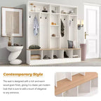 Meuble d'entrée large CLIHOME avec banc de rangement, armoire à chaussures minimaliste avec cubes de rangement et étagères