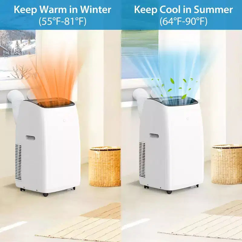 Climatiseur et Chauffage Portable Inverter 14000 BTU, Climatiseur Mobile pour Pièces Jusqu'à 70 m², avec Télécommande Économie d'Énergie 13,6