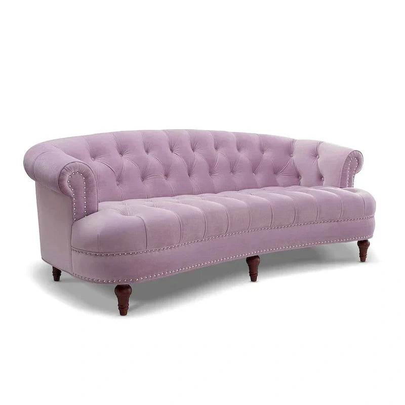 Canapé capitonné chesterfield La Rosa 84 en velours, style moderne du milieu du siècle