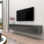 Meuble TV flottant mural moderne Berno de 180 cm, finition brillante