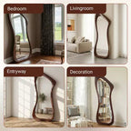 Dovelina 71H*31W Miroir asymétrique pleine longueur Miroir décoratif à poser Miroir de salle de bain moderne pour salon salle à manger entrée chambre à coucher