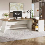 Bureau de direction en L Lantine Modern 78 avec tiroirs et classeur latéral