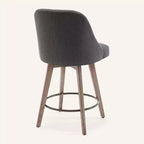 Lot de 4 tabourets de bar pivotants à hauteur de comptoir Bekrvio 26 po avec dossiers et pieds en bois, tabourets de bar rembourrés en tissu lin/similicuir pour îlot de cuisine