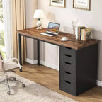Bureau d'ordinateur Lantine avec 5 tiroirs, bureau moderne et simple de 119 cm pour la maison, le bureau et l'étude, idéal pour les petits espaces
