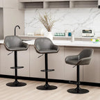 Glitzhome Lot de 3 tabourets de bar pivotants réglables de style moderne du milieu du siècle - Lot de 3
