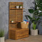 Christopher Knight Home Andrusia Banc de rangement d'extérieur rustique en bois d'acacia avec étagère, teck