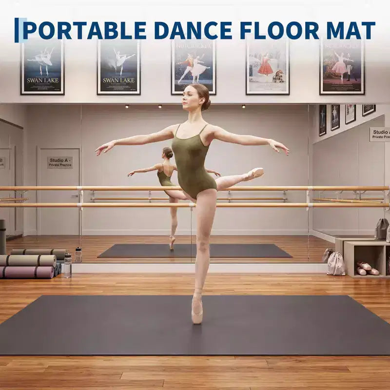 Tapis de danse portable en PVC 4x6, tapis de danse antidérapant et résistant aux rayures de 5 mm d'épaisseur pour ballet, jazz, claquettes, yoga, pilates et exercices à domicile