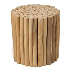 Table d'appoint ronde East at Main Prelude Accent Tan : Construction en teck, Aucun assemblage, Utilisation intérieure/extérieure
