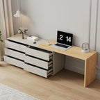 Bureau d'angle blanc de 140,2 cm avec 6 tiroirs de rangement