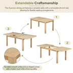 Ensemble de salle à manger extensible 9 pièces avec rallonge amovible de 61 cm, 6 chaises de salle à manger sans accoudoirs rembourrées et 2 fauteuils rembourrés