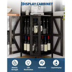 Meuble de bar d'angle Garvee à 5 niveaux, meuble à liqueurs de 181,6 cm de haut avec lumières LED pour la maison