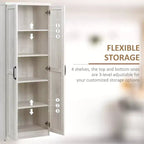 Garde-manger de cuisine 2 portes de 160 cm, meuble de rangement autoportant avec 5 étagères et 2 étagères réglables pour salle à manger