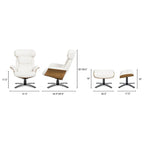 Jovan 31.5 Fauteuil inclinable en cuir véritable avec ottoman