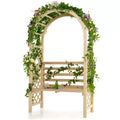 Costway Banc de jardin en bois avec arche de pergola et treillis pour patio/dossier