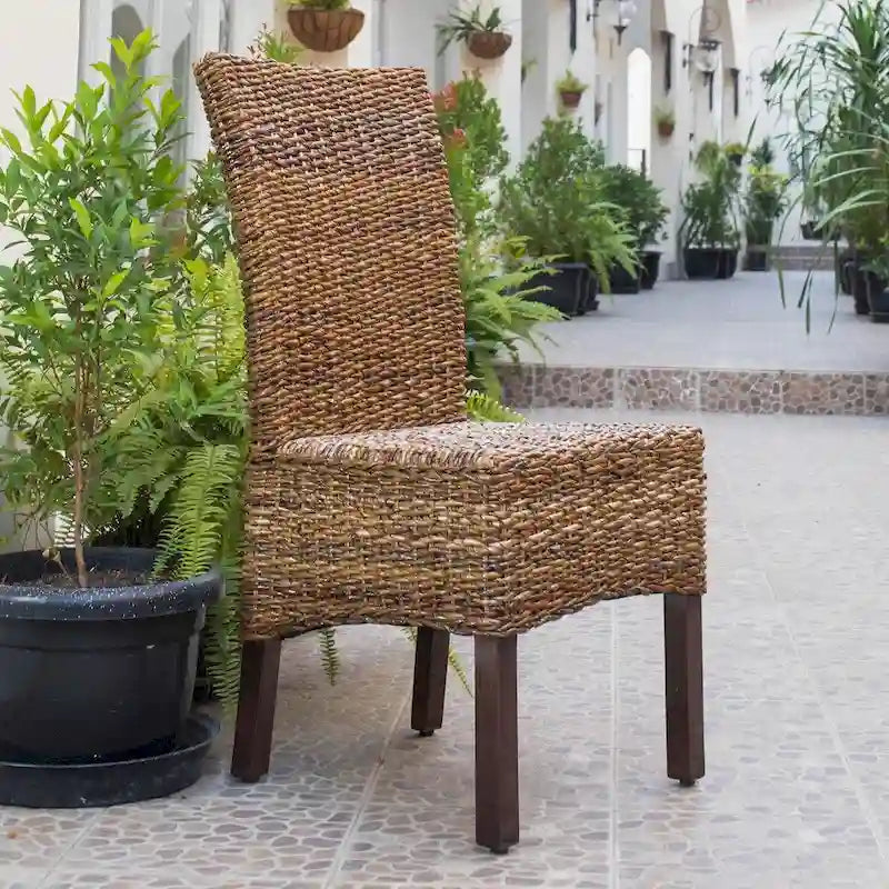 Chaises de salle à manger Arizona en abaca/acajou tissé (lot de 2)