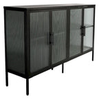 Meuble en métal et verre trempé avec étagère réglable
