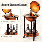 Minibar Costway de 17,5 po en forme de globe terrestre, style italien du XVIe siècle, avec support pour bouteilles d'alcool