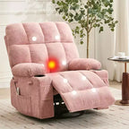 Fauteuil inclinable surdimensionné pour adultes, canapé berçant pivotant manuel, poches latérales et porte-gobelets pour personnes fortes et de grande taille, salon