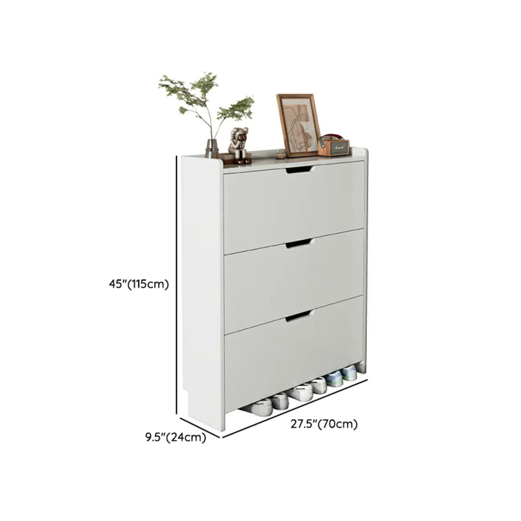 Meuble à chaussures 3 niveaux en bois blanc avec portes abattantes