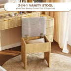 Coiffeuse cannelée de 122 cm avec miroir et lumières LED, station de charge, tabouret de rangement rembourré pour chambre à coucher