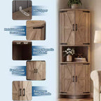 COZONY Meuble d'angle de ferme 65" avec portes et étagères réglables, Armoire de rangement d'angle haute pour cuisine et salon