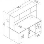 Bureau de 72 po avec huche et caisson mobile à 3 tiroirs