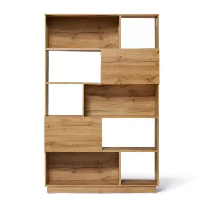 Bibliothèque haute LuxenHome de 173 cm avec 8 étagères et 2 armoires, bibliothèque à cubes à 5 niveaux avec portes, étagère de présentation avec rangement pour salon marron