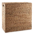 Panier à linge Casafield à 2 sections avec couvercle et sacs de doublure amovibles, trieur de linge tressé en jacinthe d'eau pour vêtements