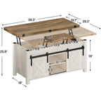 Table basse relevable 2 portes coulissantes style grange Table à manger avec rangement
