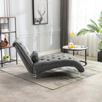 Chaise longue inclinable en velours capitonnée avec oreiller et pieds en acrylique
