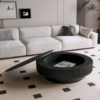 Table basse/de salon ronde moderne plaquée en bois massif avec rangement