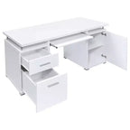Bureau d'écriture en bois de 55 po avec 2 tiroirs, 1 placard, 1 étagère ouverte et porte pour bureau à domicile ou salle d'étude